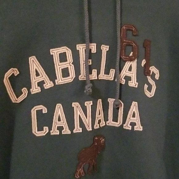 Mens Cabela's Canada 61 Moose Pullover Sweater Hoodie Green Men’s Size Large - Picture 3 of 5
